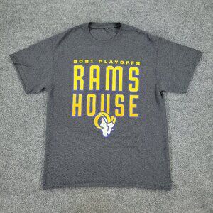 Los Angeles Rams Shirt Men's Medium Gray NFL Football Logo Graphic Short Sleeve